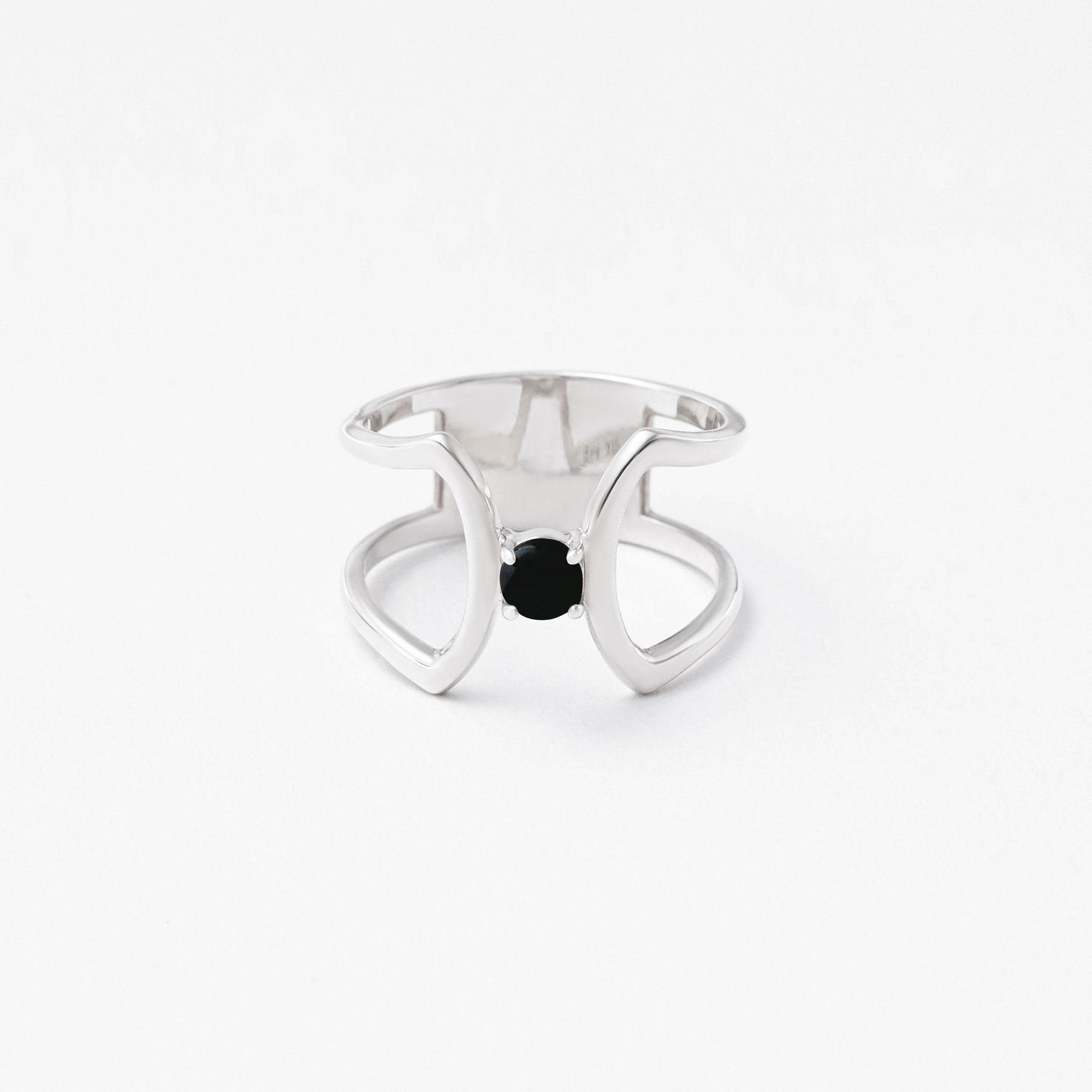 celosia ring / silver / onyx
