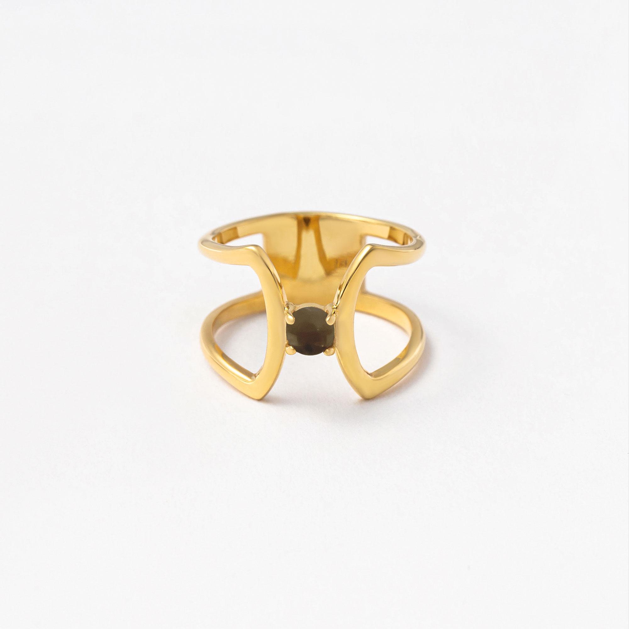 celosia ring / gold / smoky quartz