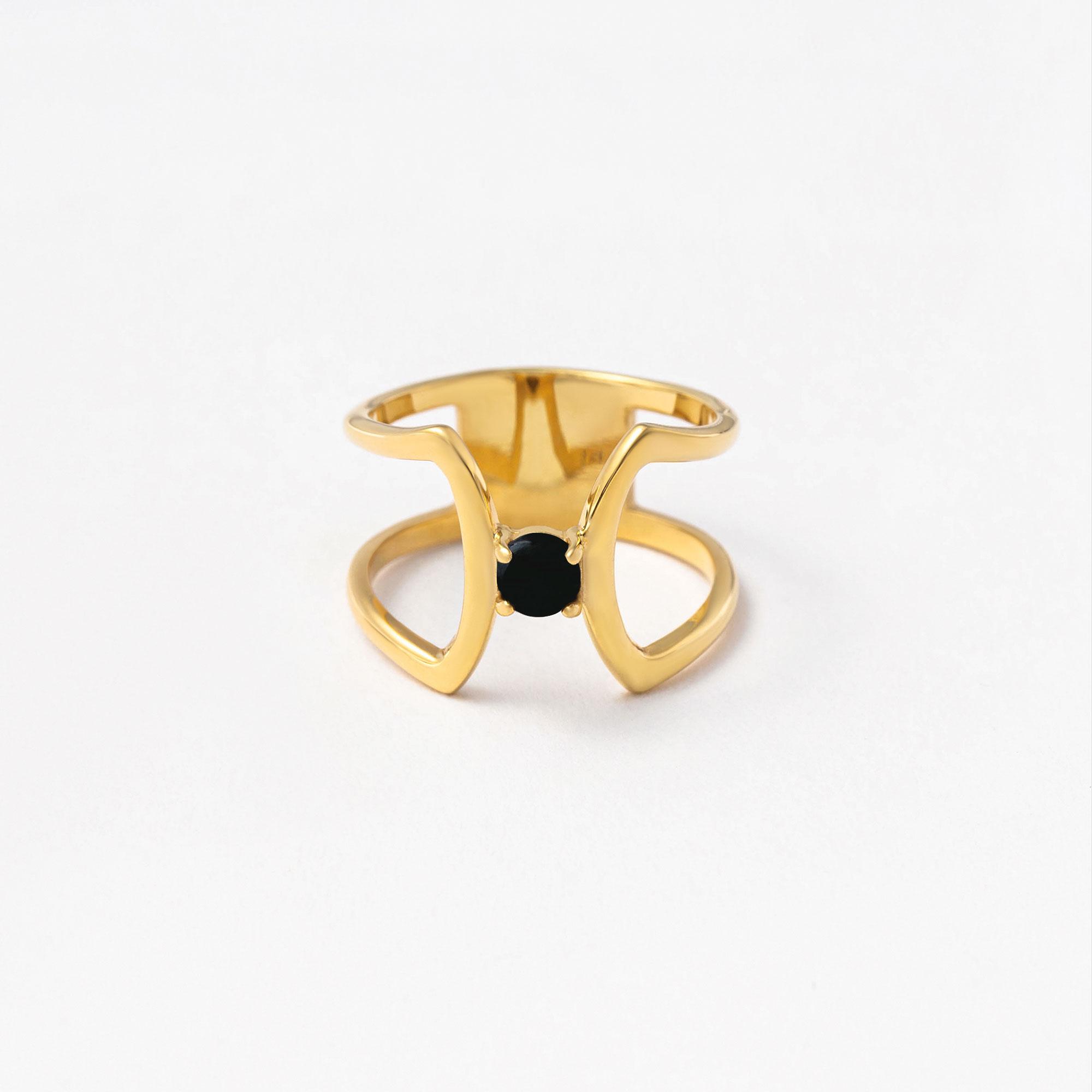 celosia ring / gold / onyx