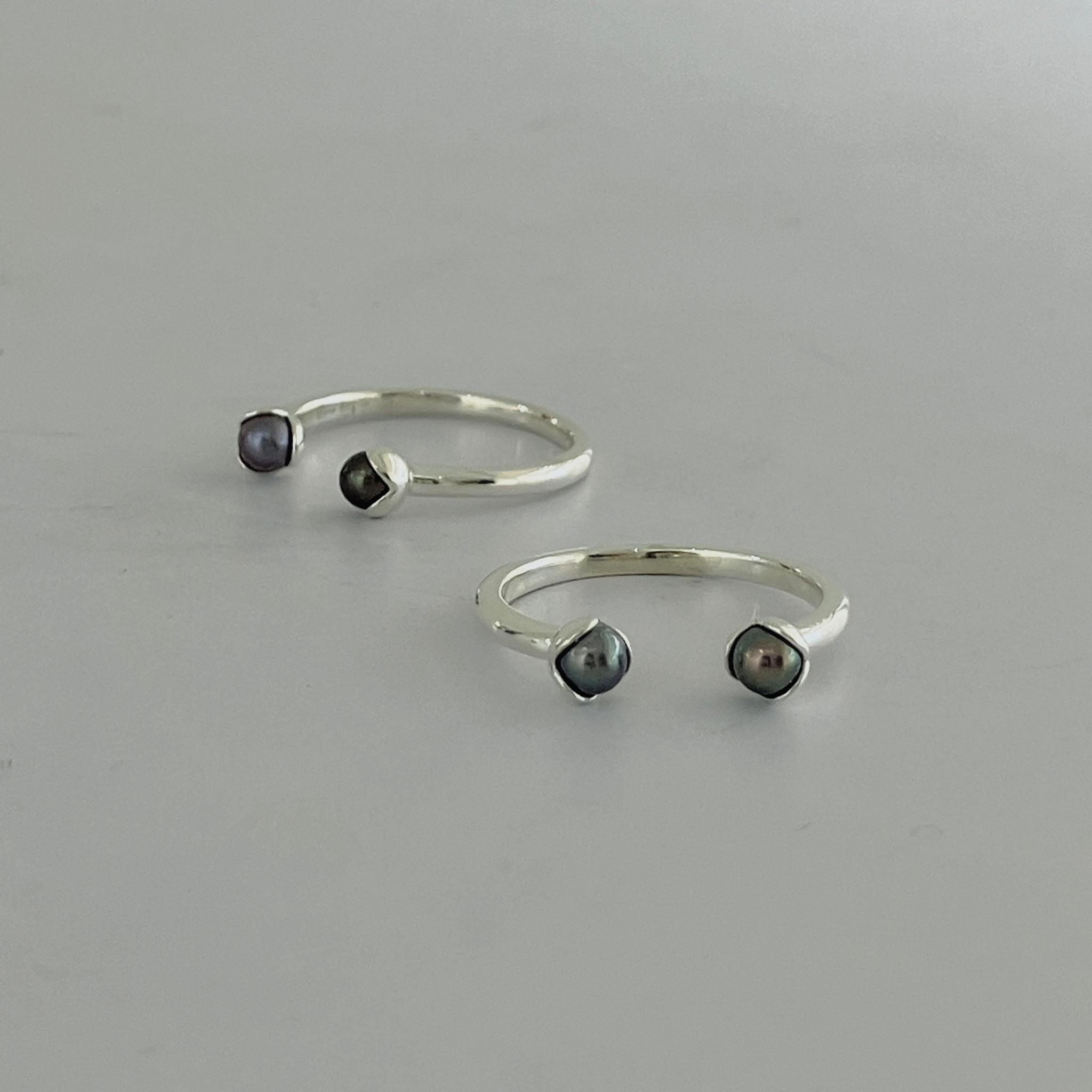 double pearl ring / silver / black | 5枚目