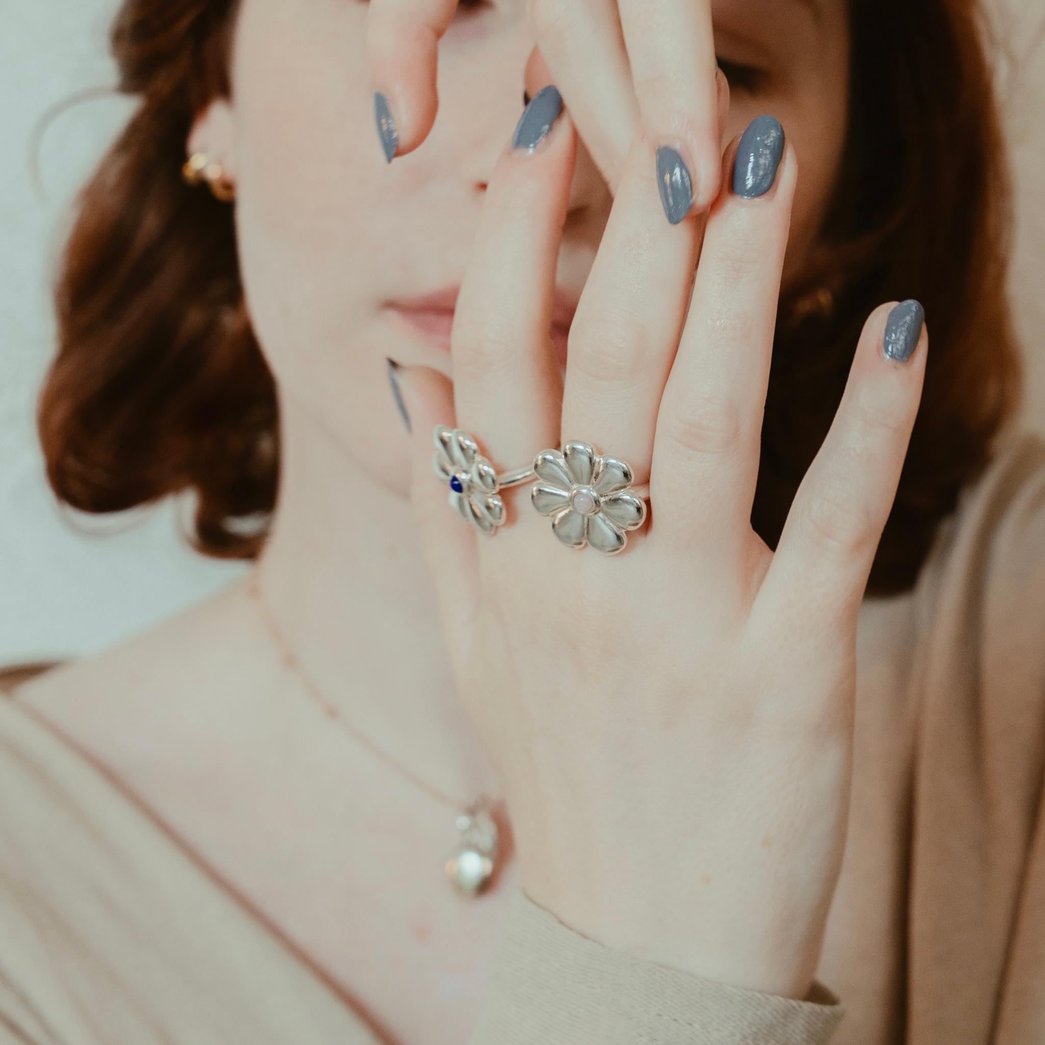 vintage flower ring / lapis lazuli | 9枚目