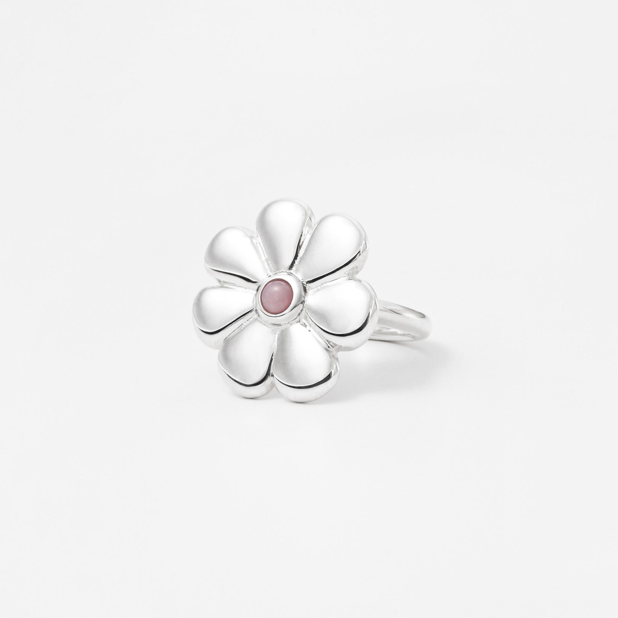 vintage flower ring / pink opal