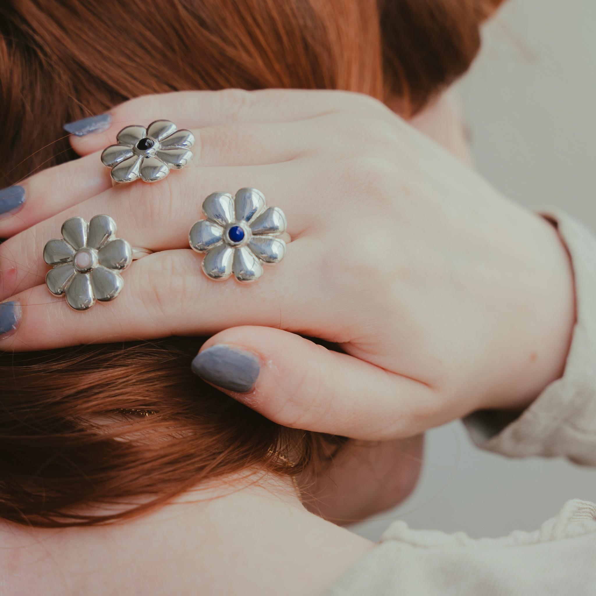 vintage flower ring / onyx | 6枚目